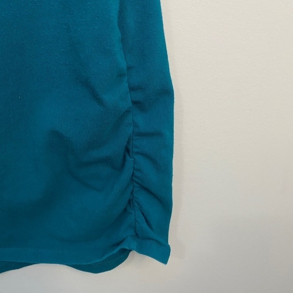 Thyme Maternity Teal Asymmetric Square Neck Short Sleeve‎ Tunic Top Size Large - Picture 4 of 9